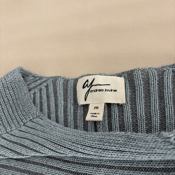 Andrea Jovine Women’s Cardigan Sweater Size M Knit Blue Oversized Round Neck - Picture 6 of 10